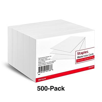 Sure, here is the corrected and grouped text:

---

**Staples Blank Index Cards**

- **Product Name:** Blank Index Cards
- **Size:** 3x5 in (7.6x12.7 cm)
- **Quantity:** 500 Cards
- **Pack Size:** 500-Pack
- **Product Code:** 345650
- **Made in:** USA
- **Manufacturer:** Staples, Inc.
- **Address:** 2000 Market St., Philadelphia, PA 19103
- **Phone:** 800-425-0049
- **Support Product:** 18:03 42168
- **Index:** NAZ
- **Model Number:** STY1010
- **Barcode:** 7547000421689
- **Price:** $13.99

---

This text is organized and corrected based on the information provided in the image.