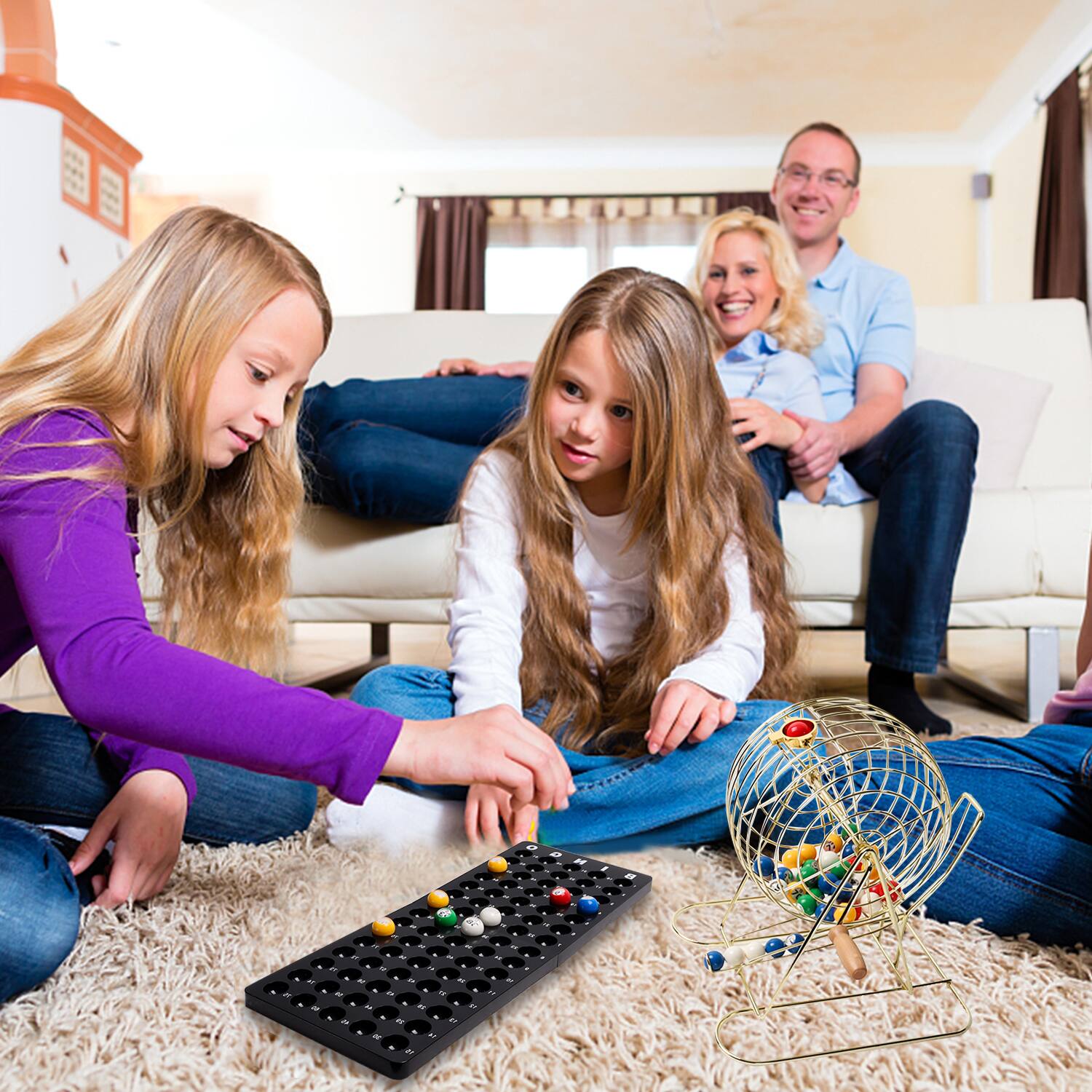 Alt View 1. GSE Games & Sports Expert - Bingo Game Master Board and 7/8" Multi-Color Plastic Bingo Balls with Easy Read Window (Black).