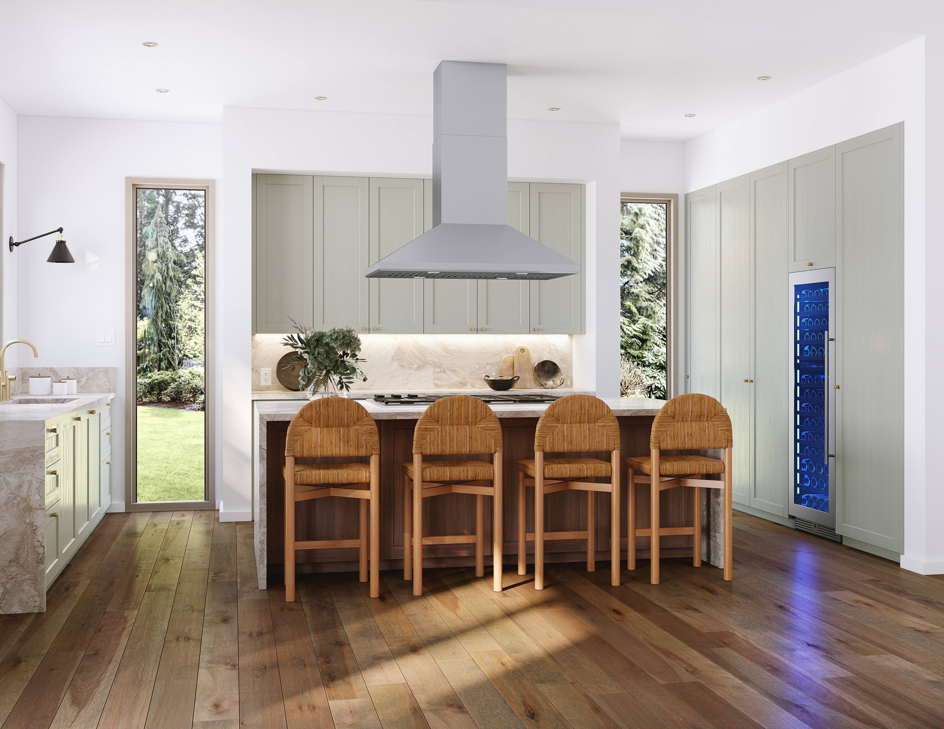 I'm sorry, but the text "5000 000 DOOT" does not correspond to the image. The image features a kitchen with a center island and chairs, a counter with a sink, and a window. There is no text or numbers in the image that match "5000 000 DOOT."