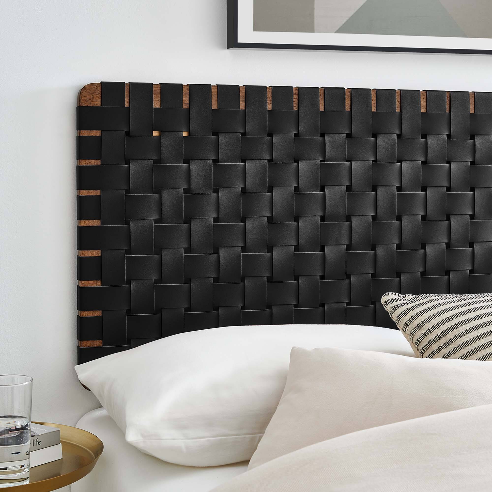 Alt View 3. Modway - Sparta Weave Vegan Leather Full Headboard by Modway - Black.
