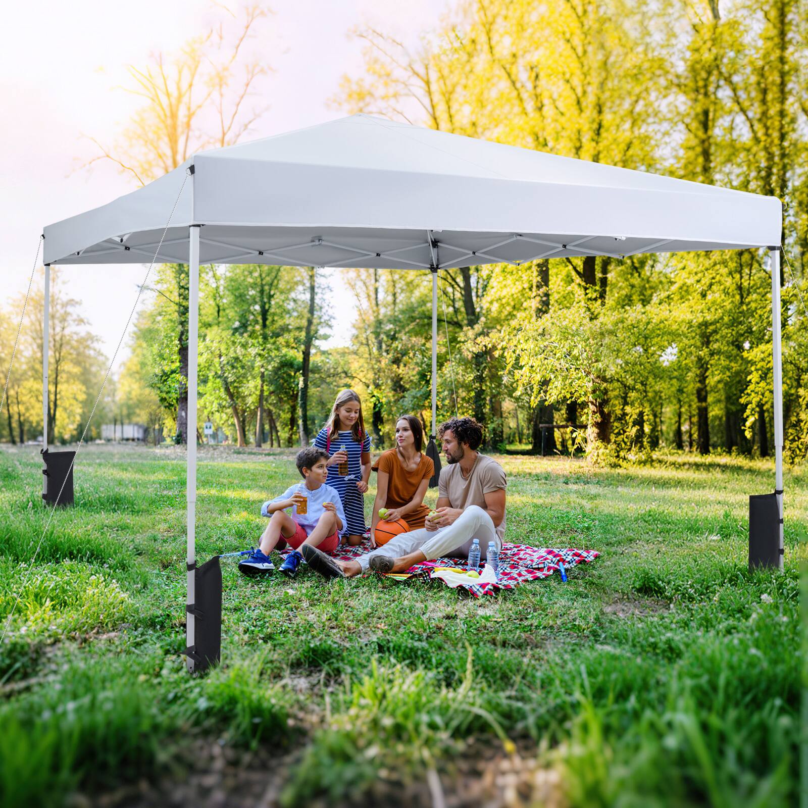 Alt View 4. Gymax - Gymax 10 x 10 FT Pop up Canopy Tent w/Carrying Bag 4 Sandbags 8 Stakes 4 Wind Ropes White - White.