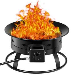 SlickBlue - Metal Propane Fire Pit for Outdoor Use – Portable with Cover and Carry Kit - Black
