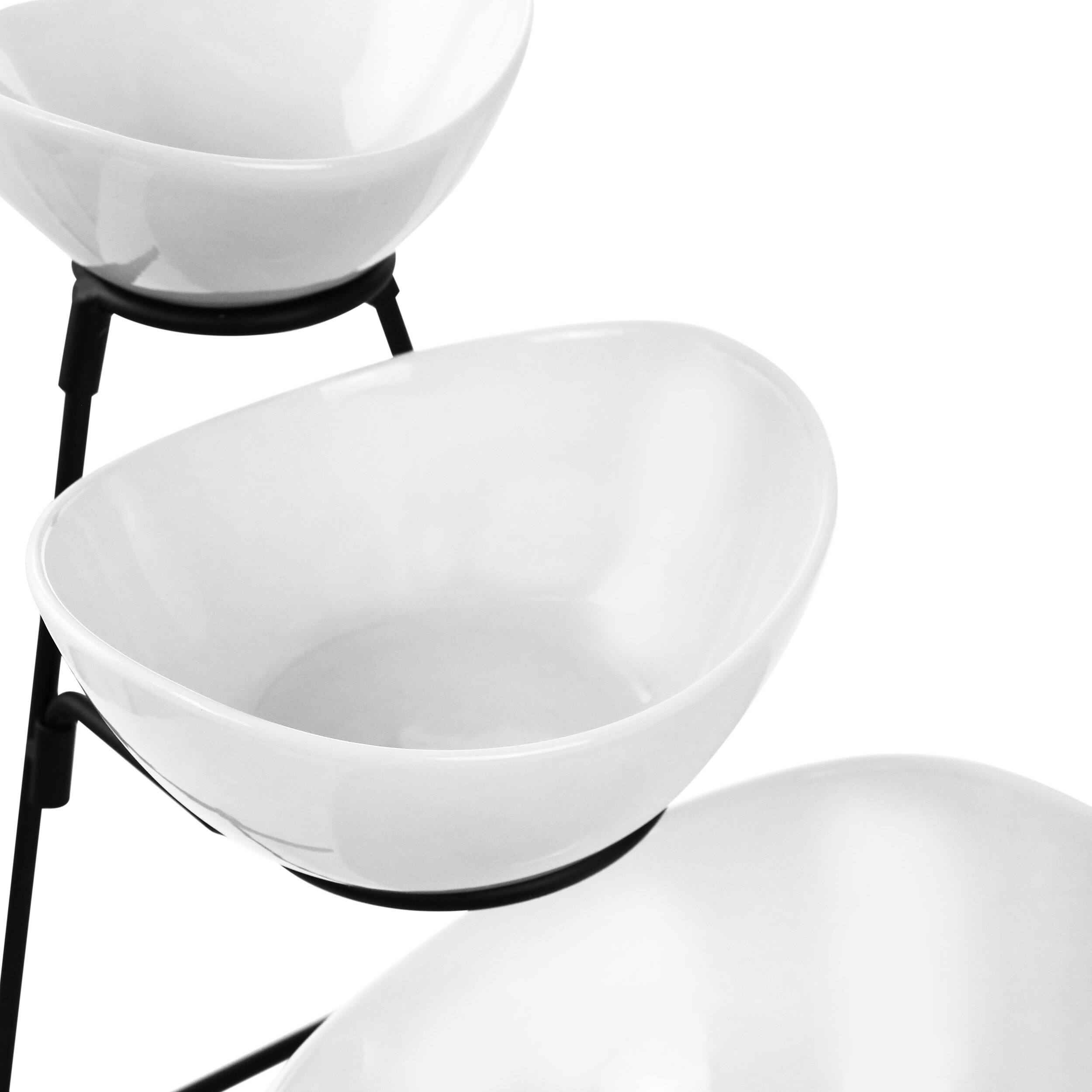 Alt View 8. Elama - Elama 3 Tier Oval Bowl Porcelain Serveware Set - White.