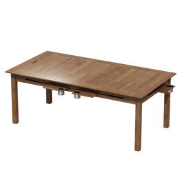 Famapy - 78.7"Solid Rubberwood Board Game Dining Table,2-in-1 Gaming Table with Slatted Storage Trays&Cup Holders Walnut Finish - Teak Brown