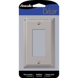 AMERELLE - Georgian Satin 1 gang Die-Cast Metal Decorator Wall Plate 1 pk - Nickel