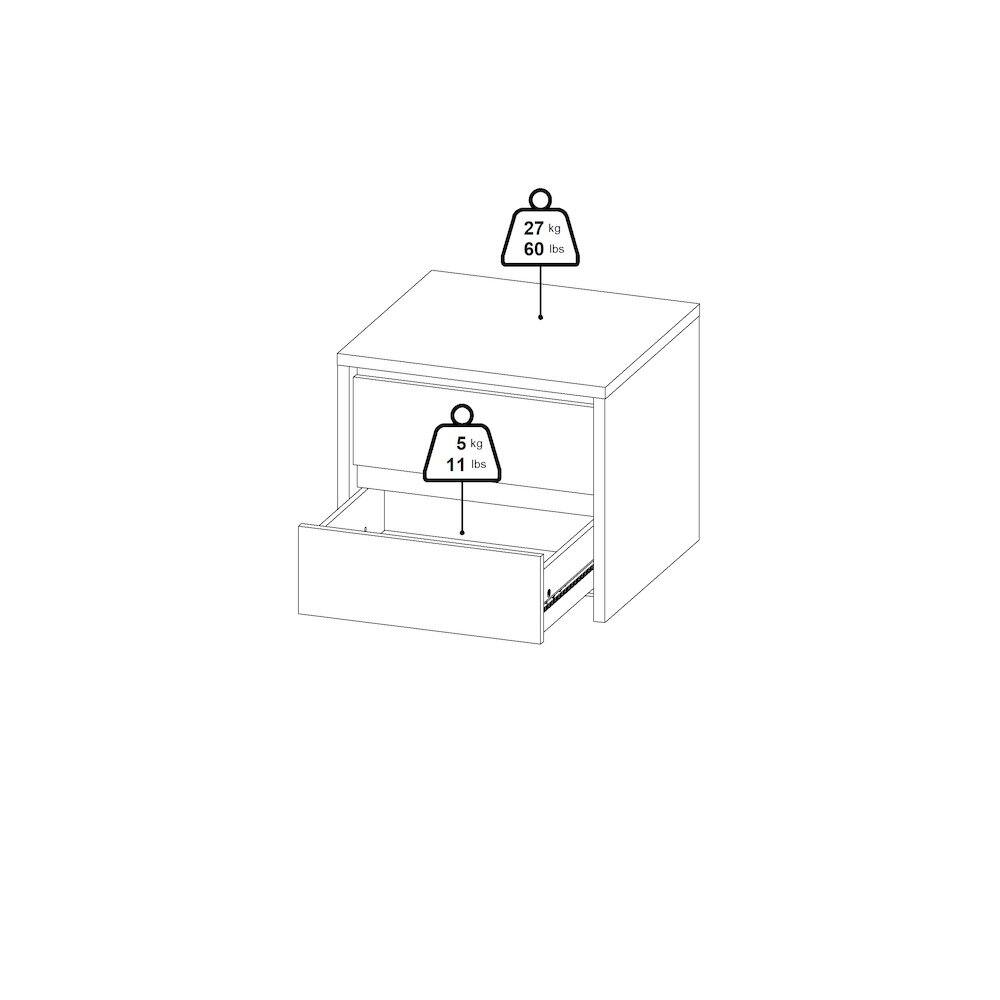 Left. Tvilum - Next 17-Inch Tall 2-Drawer Nightstand End Table - Brown.