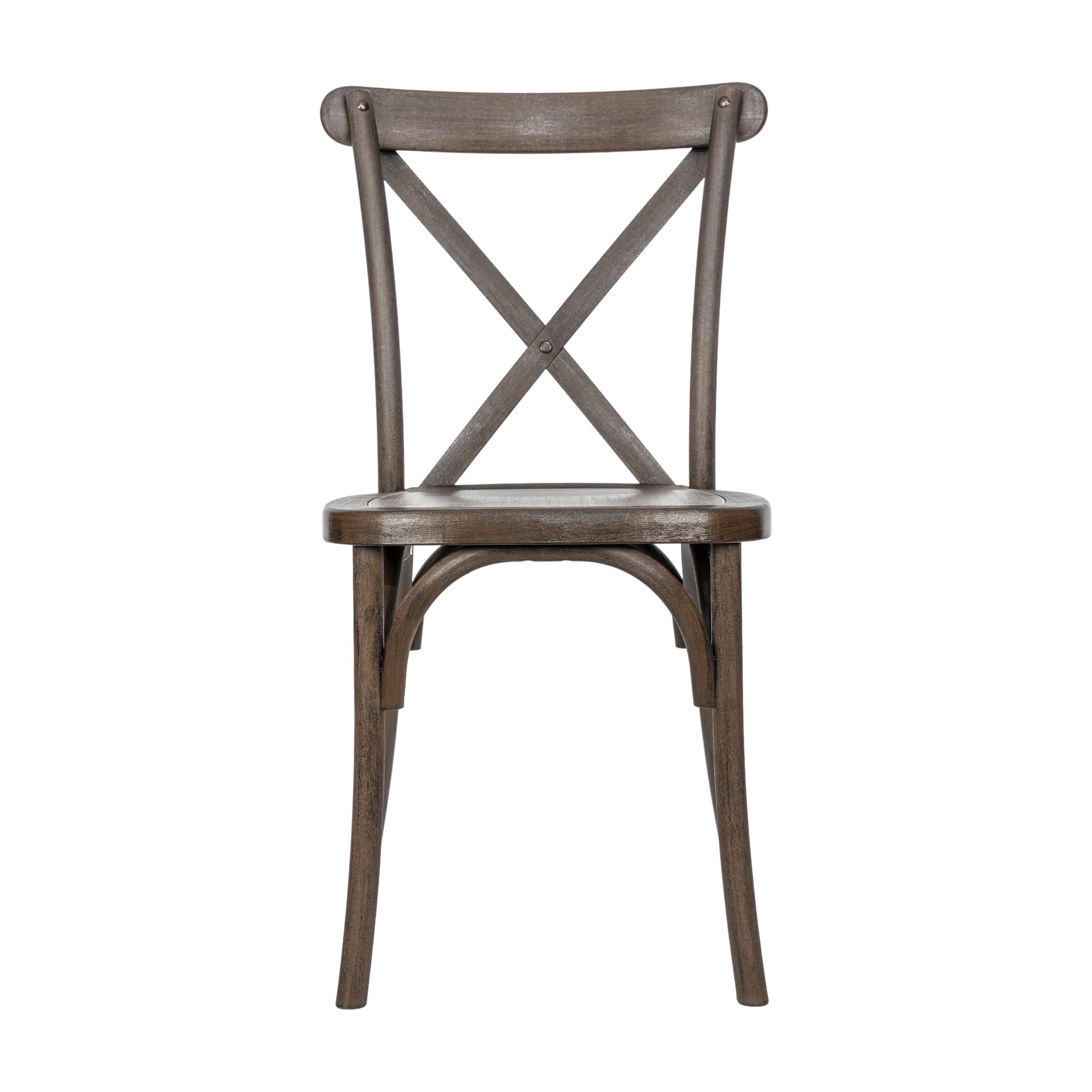 Alt View 9. Emma + Oliver - Hensler Set of 2 Weather-Resistant Wood Look Stackable Resin Cross Back Chairs for Indoor/Outdoor Use - Dark Brown.