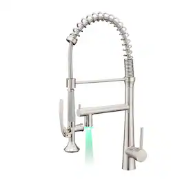 Contemporary Single Handle Pull Down Sprayer Kitchen Faucet with LED