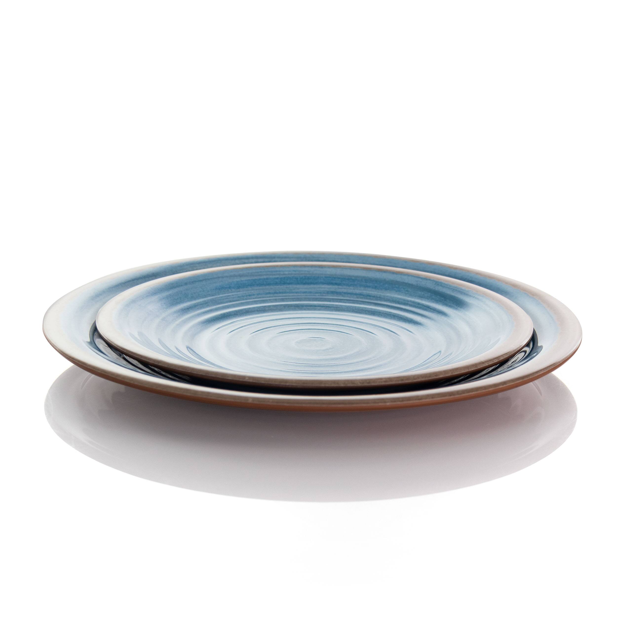 Alt View 5. Elama - Elama Rippled Tides 12 Piece Lightweight Melamine Dinnerware Set in Blue - Blue.