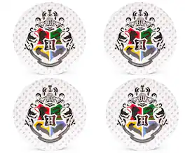 Silver Buffalo - Harry Potter Hogwarts Crest 10-Inch Melamine Dinner Plates | Set of 4 - White