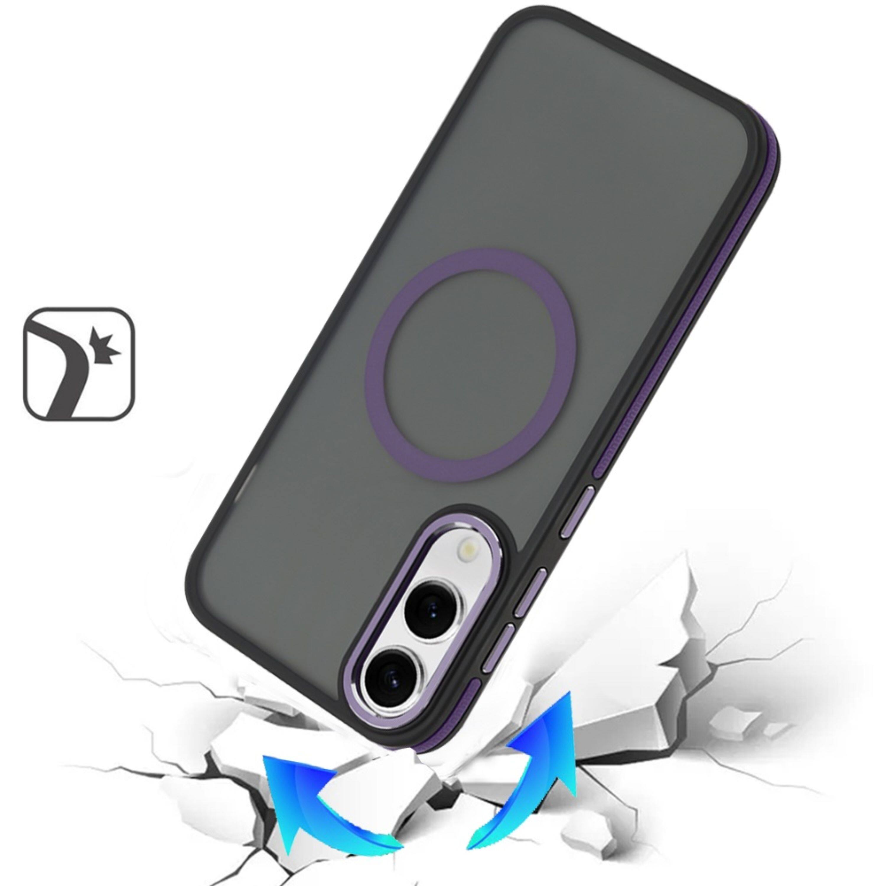 Angle. Kitcheniva - Magnetic Circle Soft Touch Cover Plus Tempered Glass For Samsung S25 Edge Purple - Purple.