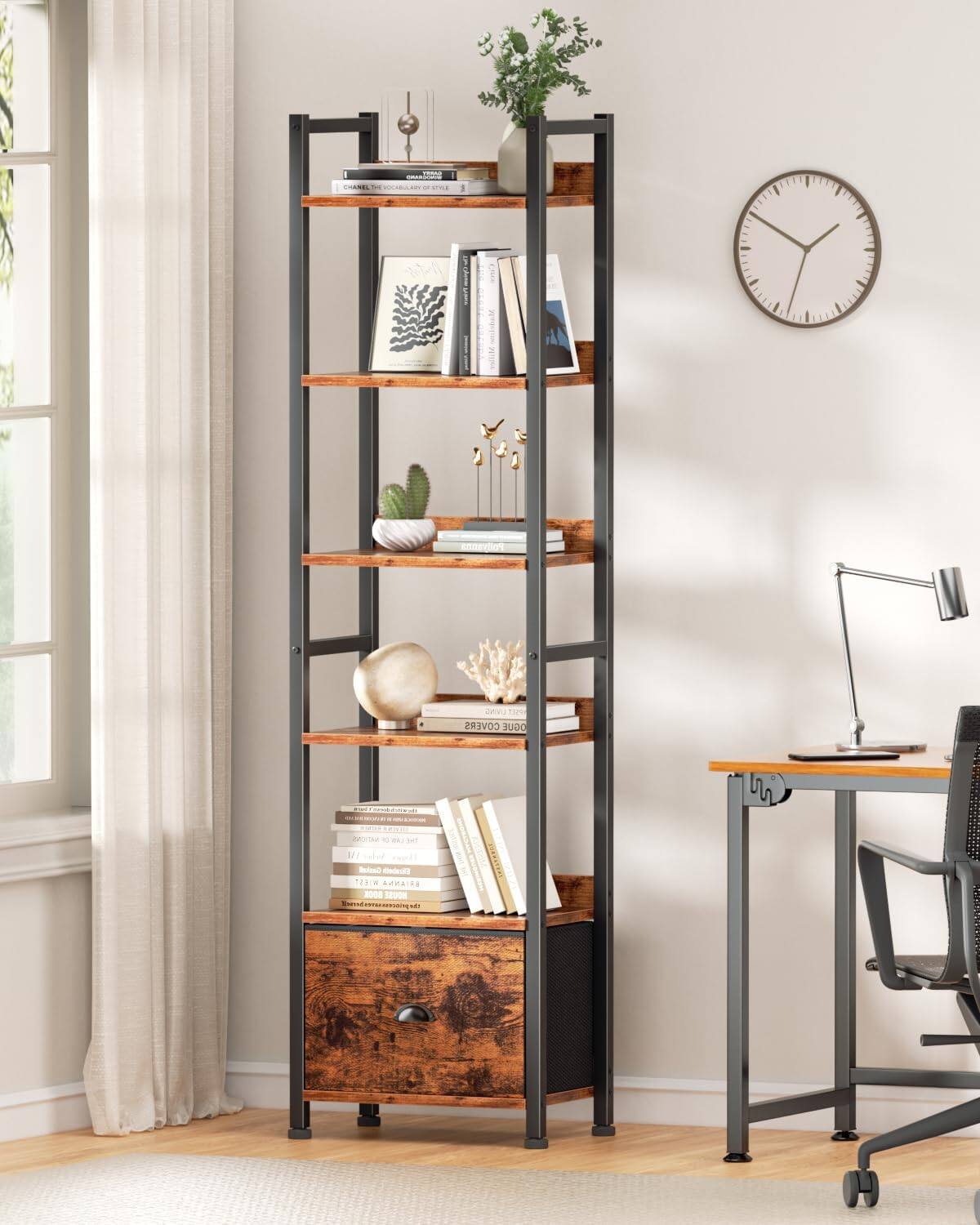 Furnulem - 6Layers for Book Storage Bookshelf - Brown