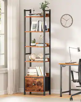 Furnulem - 6Layers for Book Storage Bookshelf - Brown