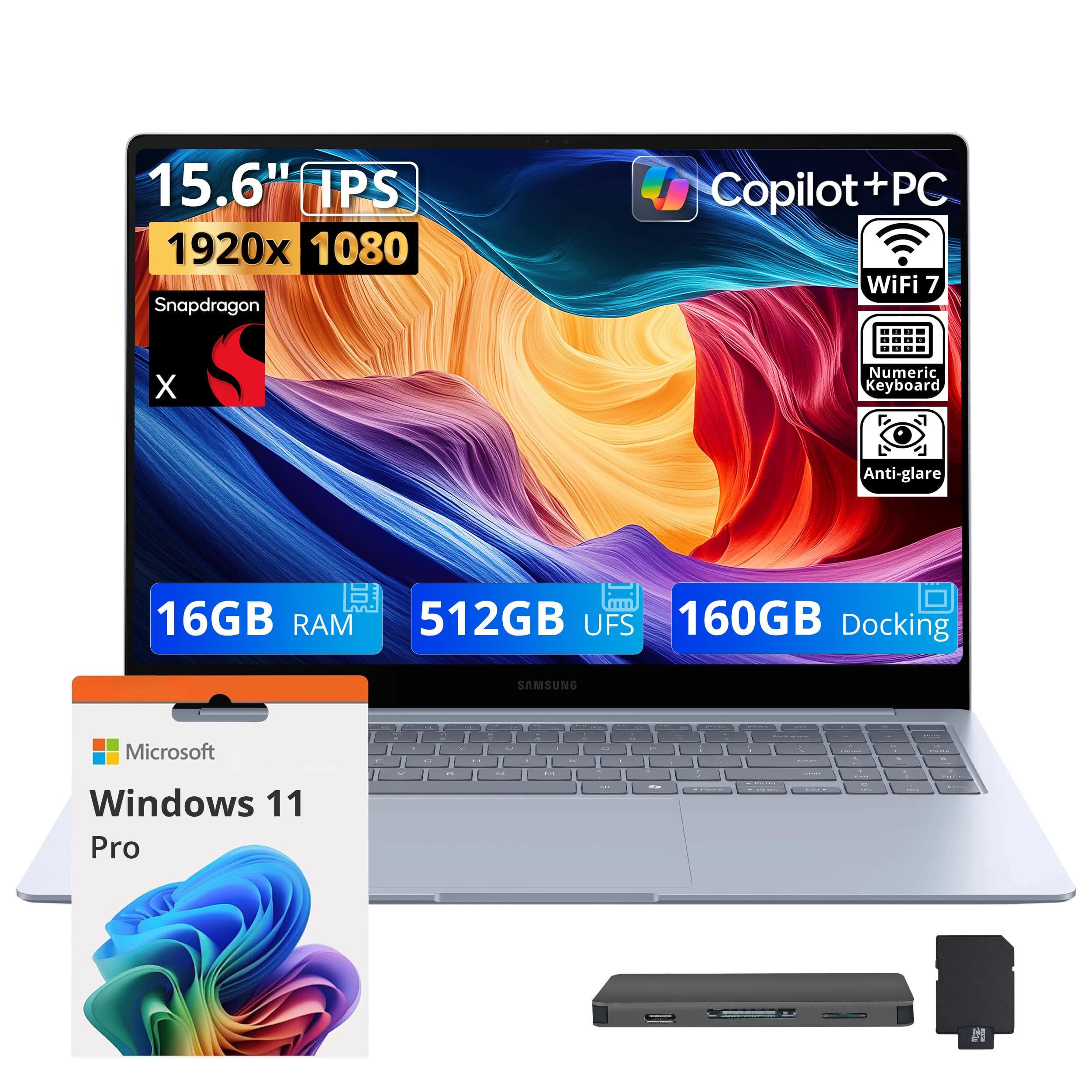 "Samsung - Galaxy Book4 Edge 15.6"" FHD LED Laptop,Snapdragon X,16GB RAM,512GB UFS+160GB Dock,Wi-Fi 7,Windows 11 Pro - Blue" price history on PriceWatchPro