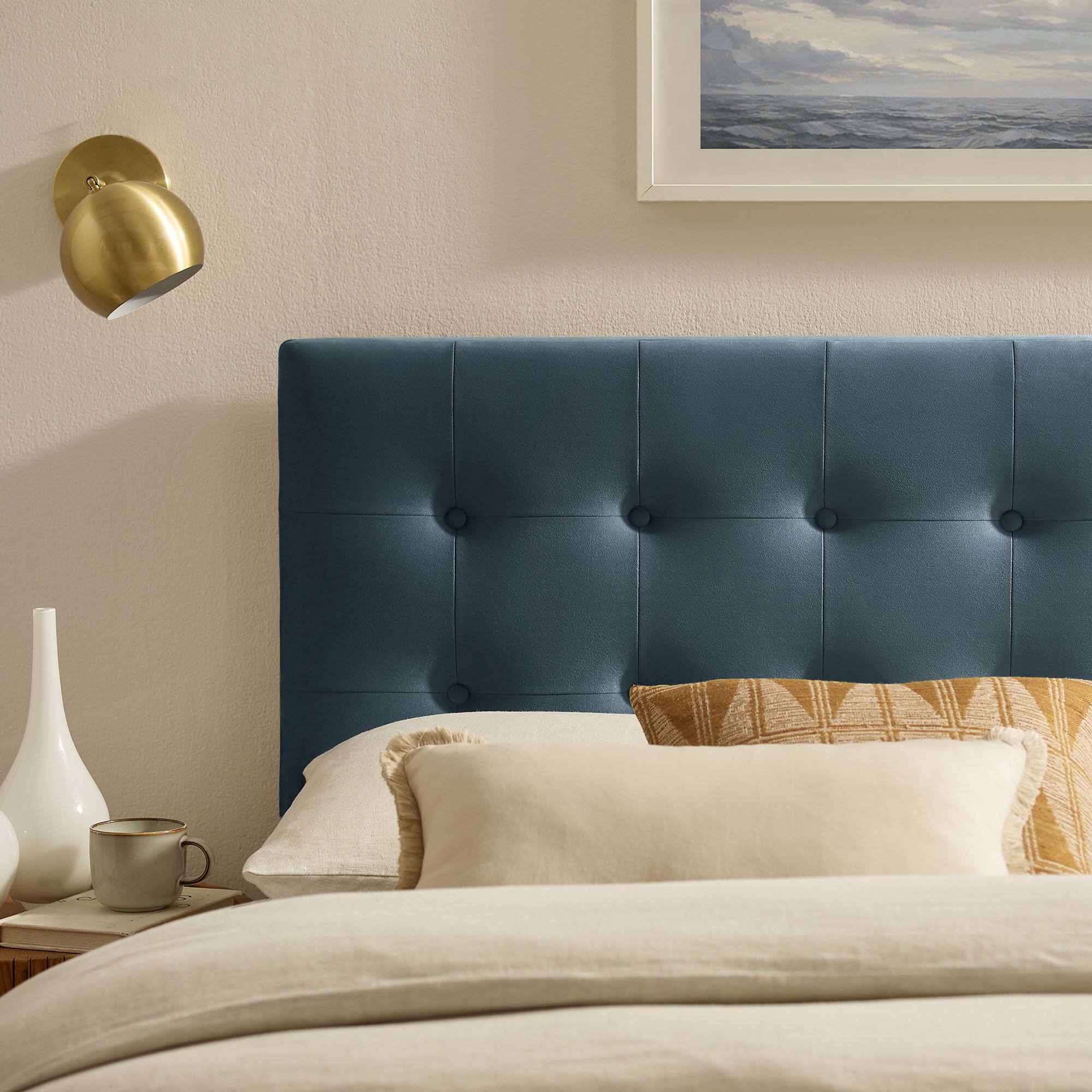 Alt View 1. Modway - Emily Stain-Resistant Performance Velvet Queen Size Headboard - Cadet Blue.