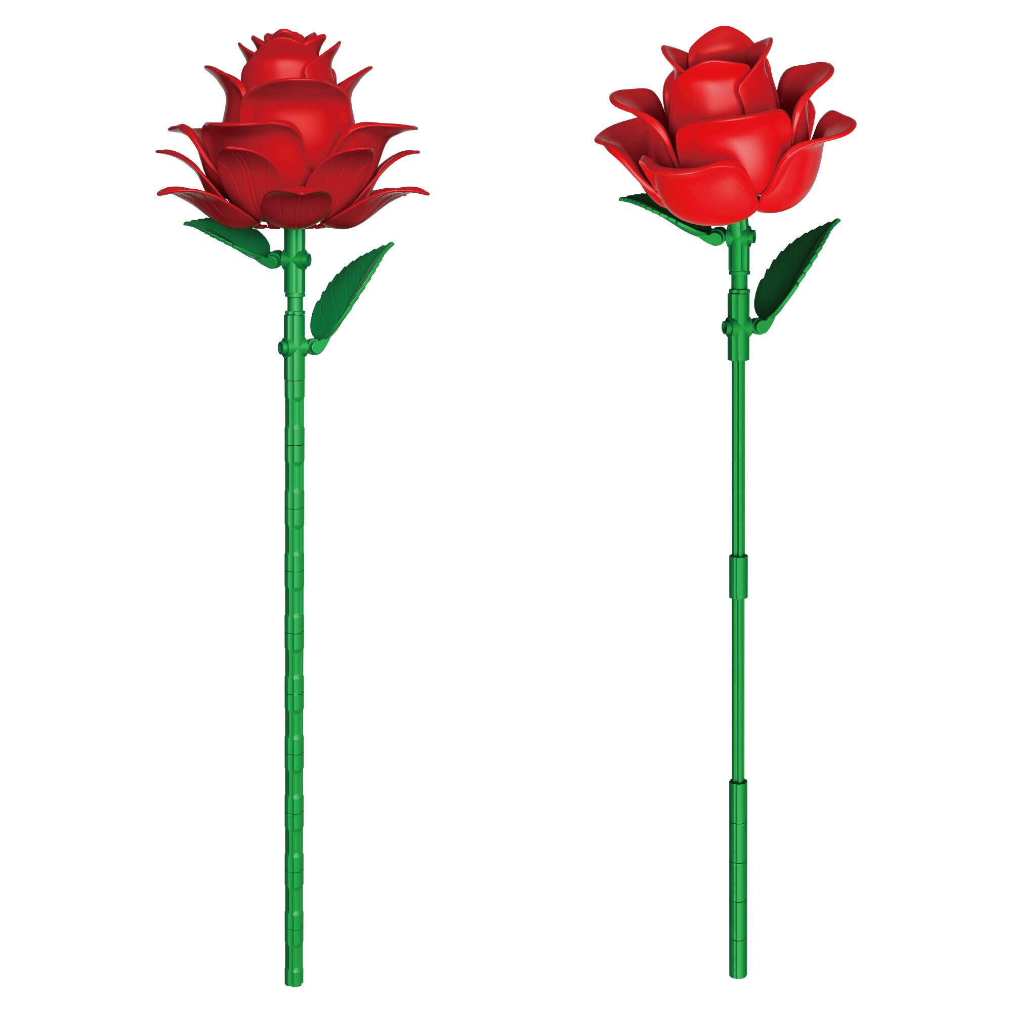 Back. Contixo - BK09 Red Rose Bouquet Building Set, 789-Piece Botanical Brick Kit with Adjustable Stems for Kids & Adults Ages 8+ - Red.