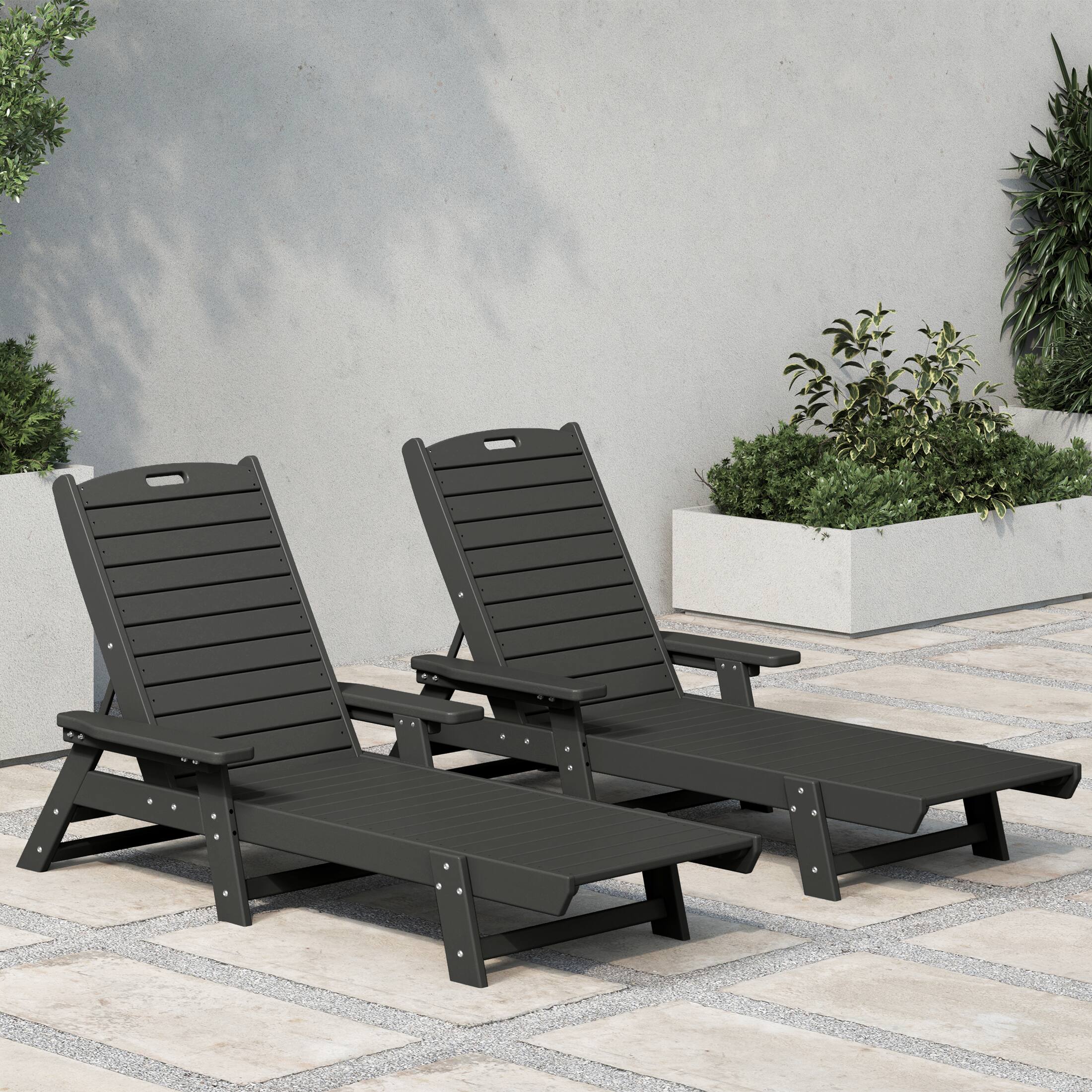 Angle. WestinTrends - WestinTrends Malibu Poly Reclining Chaise Lounge (Set Of 2) - Gray.