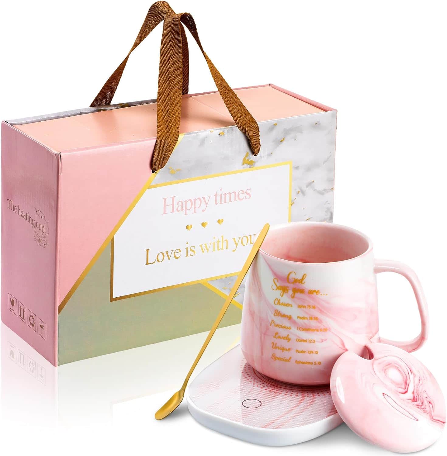 Schertz - Coffee Mug Warmer Set – Marble Mug, Gift Ready Design - Pink