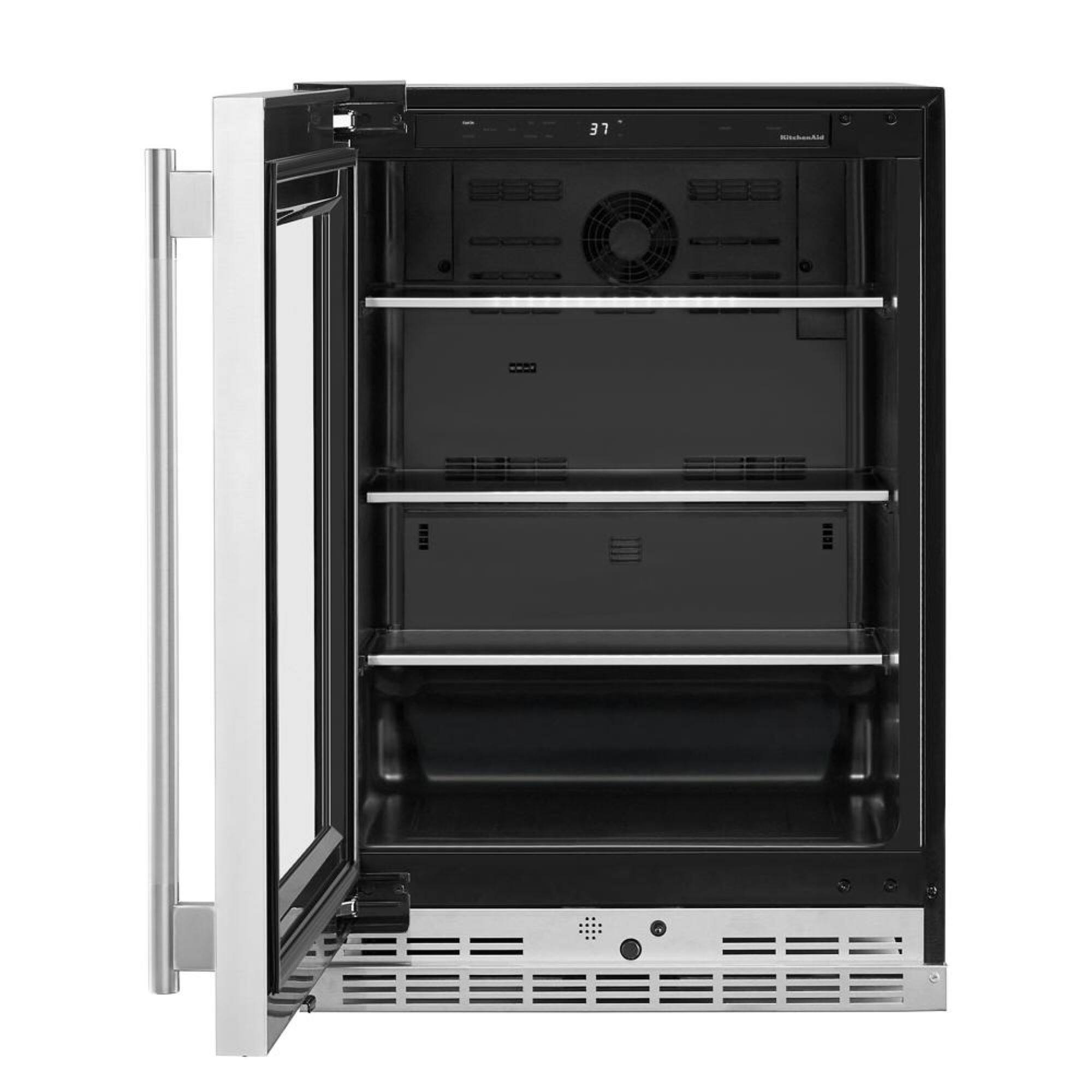 Alt View 1. KitchenAid - 5.2 Cu. Ft. Undercounter Refrigerator Glass Door and Shelves with Metallic Accents - PrintShield Stainless Finish.