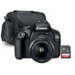 Canon - EOS 2000D / Rebel T7 DSLR Camera with EF-S 18-55mm Lens + 64GB Card + Case - Black