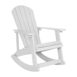 Emma + Oliver - Classic All-Weather Poly Resin Rocking Adirondack Chair with Stainless Steel Hardware for Year Round Use - White