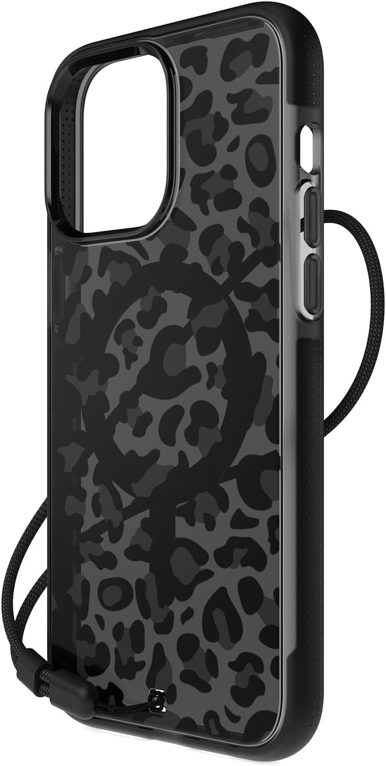 Back. BodyGuardz - BodyGuardz Leopard Ace Pro with MagSafe Black/Grey Case - iPhone 15 Pro Max - Black/Grey.