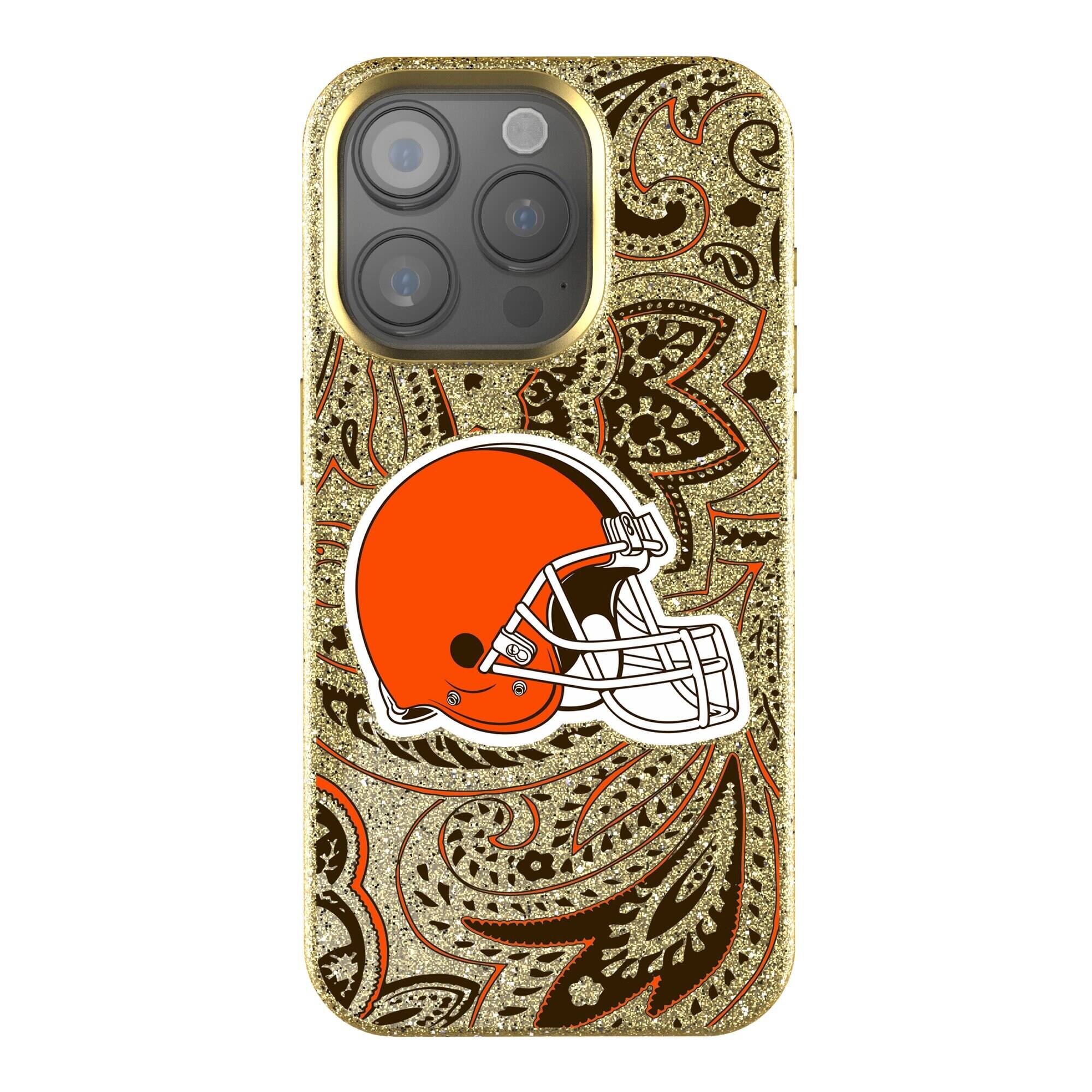 Keyscaper - NFL - Cleveland Browns Paisley Bling iPhone Case - 14 Pro - Gold price history on PriceWatchPro