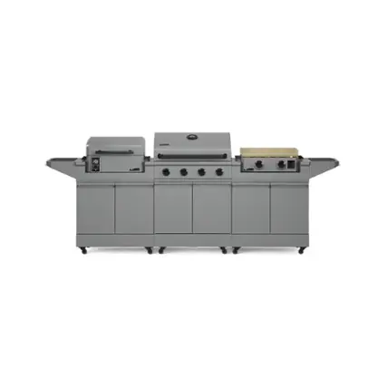 Front. TYTUS Grills - TYTUS Modular Grilling Collection 4-Burner Gas Grill, Pellet Smoker with Cart and Gas Griddle with Cart - gray.