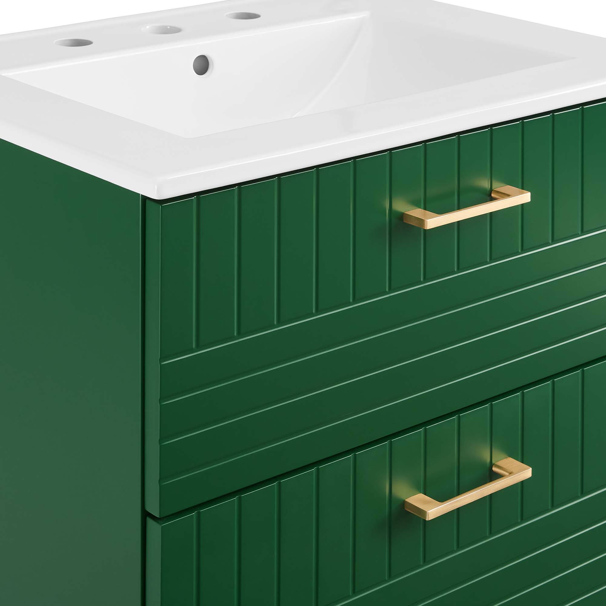 Alt View 5. Modway - Daybreak Wall-Mount Bathroom Vanity Basin Included by Modway - Green White.
