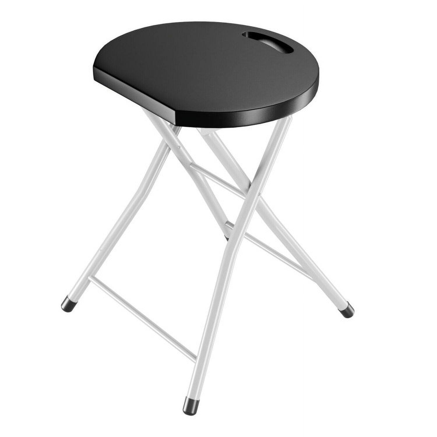 Left. Kadyn - 28 In Portable Folding Stools with 330lbs Limited Sturdy Frame, Outdoor Dining Chair for Outside Patio-Black - Black.