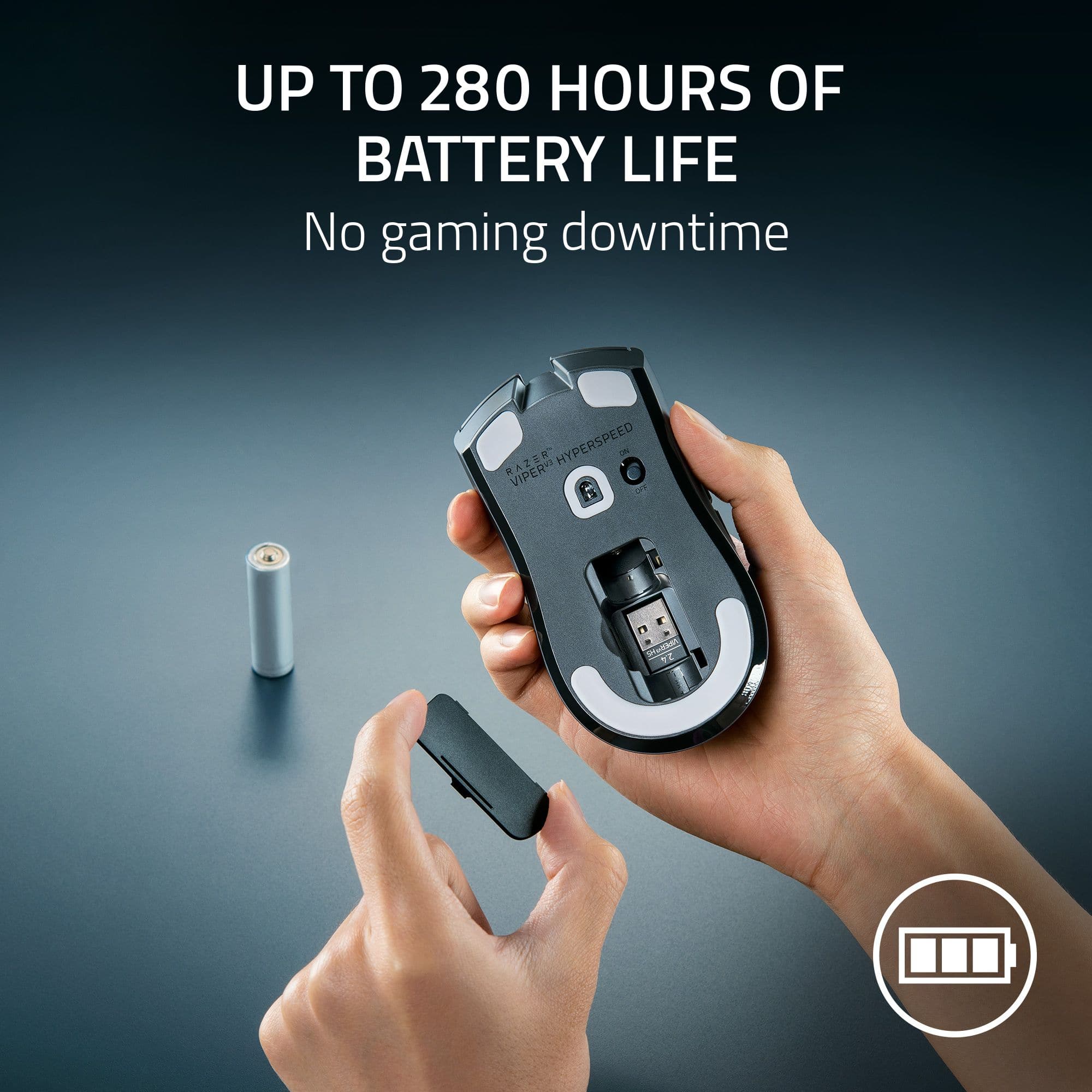 UP TO 280 HOURS OF BATTERY LIFE: No gaming downtime.