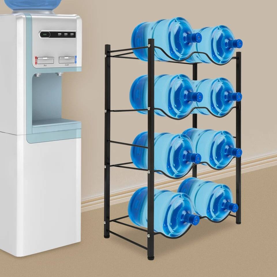 Alt View 5. Home Collection - 5 Gallon Water Bottle Rack 4-Tier 8-Bottle Storage Organizer - Black.