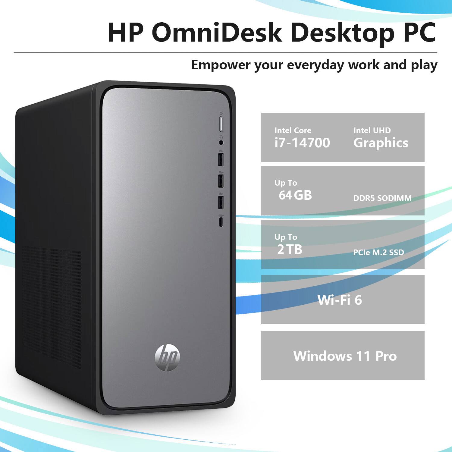HP OmniDesk Desktop Intel Core i7 14700 with 16GB DDR5 RAM 1TB SSD