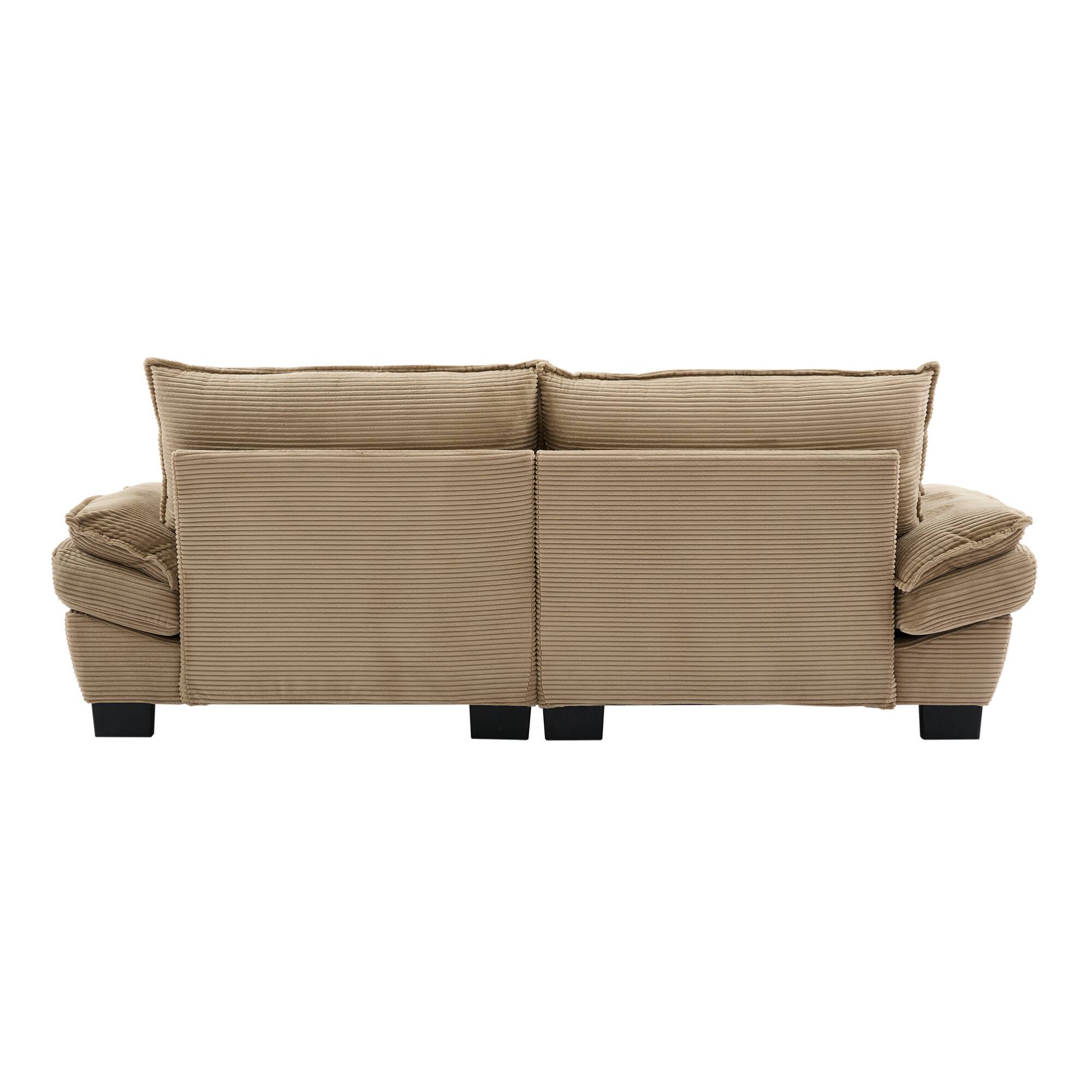 Alt View 2. GOODSILO - Plush Corduroy Convertible Sofa Bed | Deep-Seating Sleeper with Accent Pillows for Home & Office - Khaki.
