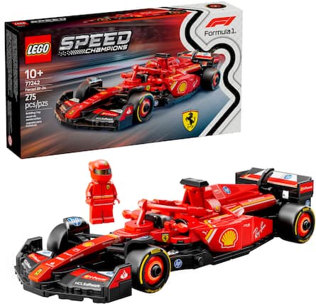 LEGO Speed Champions 10+ is a toy set that includes a Ferrari SF-24 race car and a driver. The set is made of 77242 pieces and is designed for children to build and play with. The set is part of the LEGO Formula 1 series and is compatible with other LEGO sets. The toy set is made by LEGO and is suitable for children aged 8-14 years old.