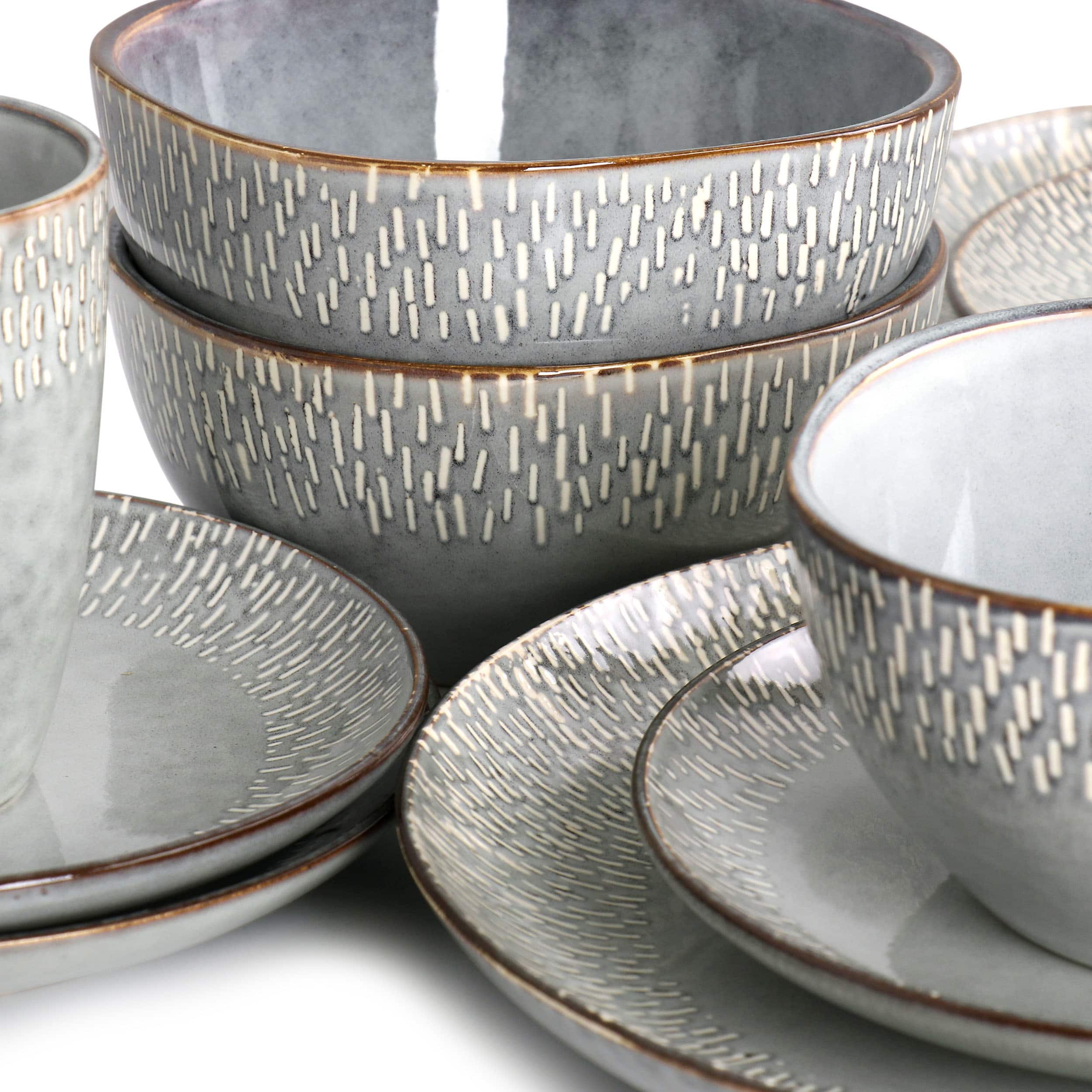 Meritage 16 Piece Reactive Glaze Stoneware Dinnerware Set - Thumbnail 5