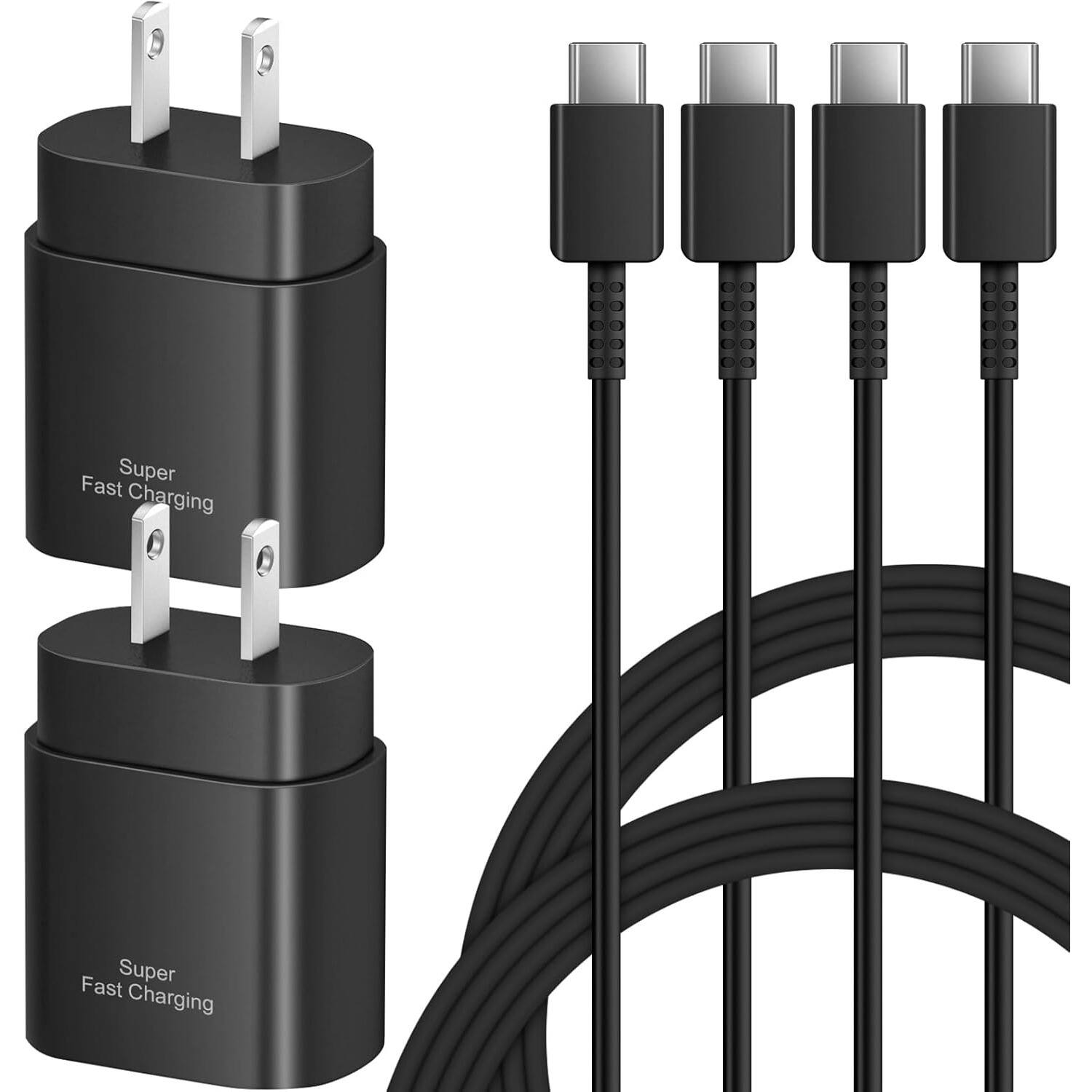 MOSZAR LLC - 25W USB-C Fast Charger with 6Ft Cable for Samsung Galaxy – Black - Black