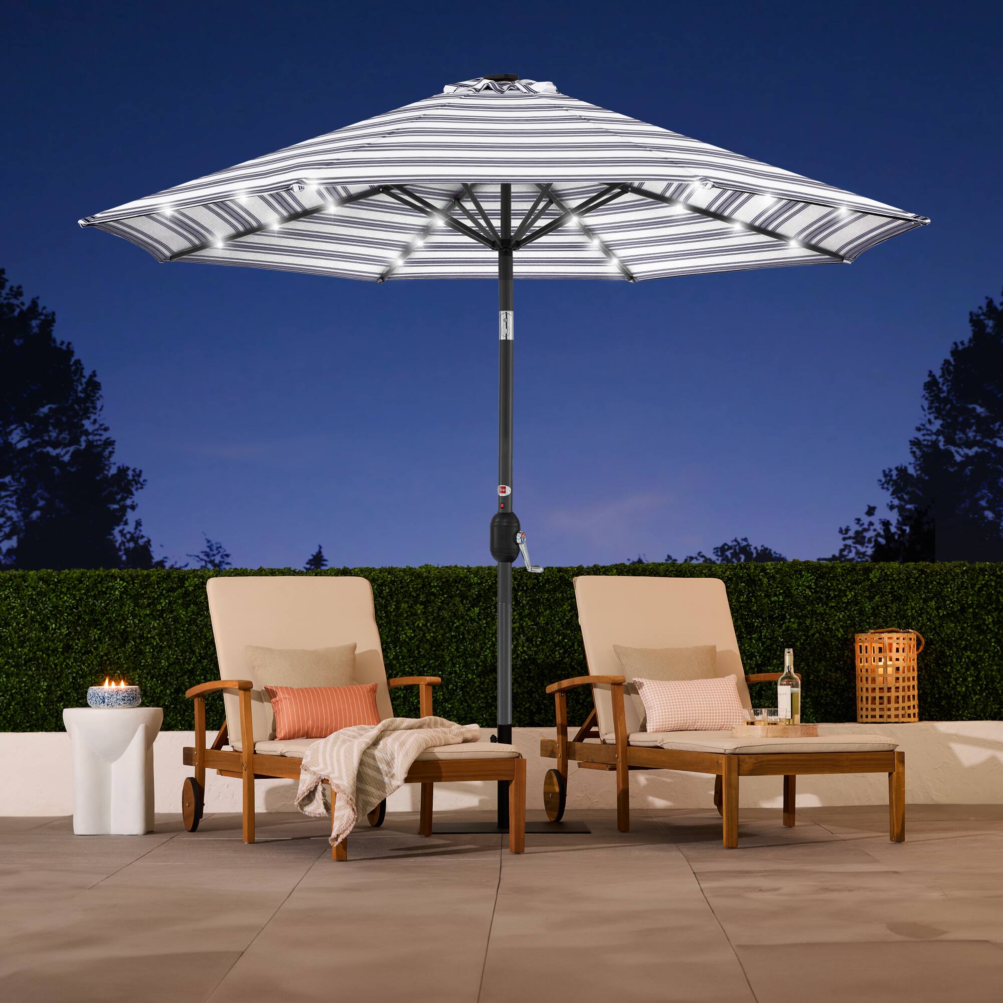 Alt View 4. Best Choice Products - Best Choice Products 10ft Solar LED Lighted Patio Umbrella w/ Tilt Adjustment, UV-Resistant Fabric - Striped Navy Blue - Striped Navy Blue.
