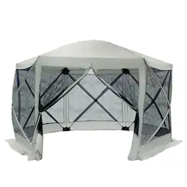 Outsunny - 12' x 12' Hexagon Screen House, Pop Up Tent Portable Gazebo Canopy Shelter with Mesh Netting Walls - Beige