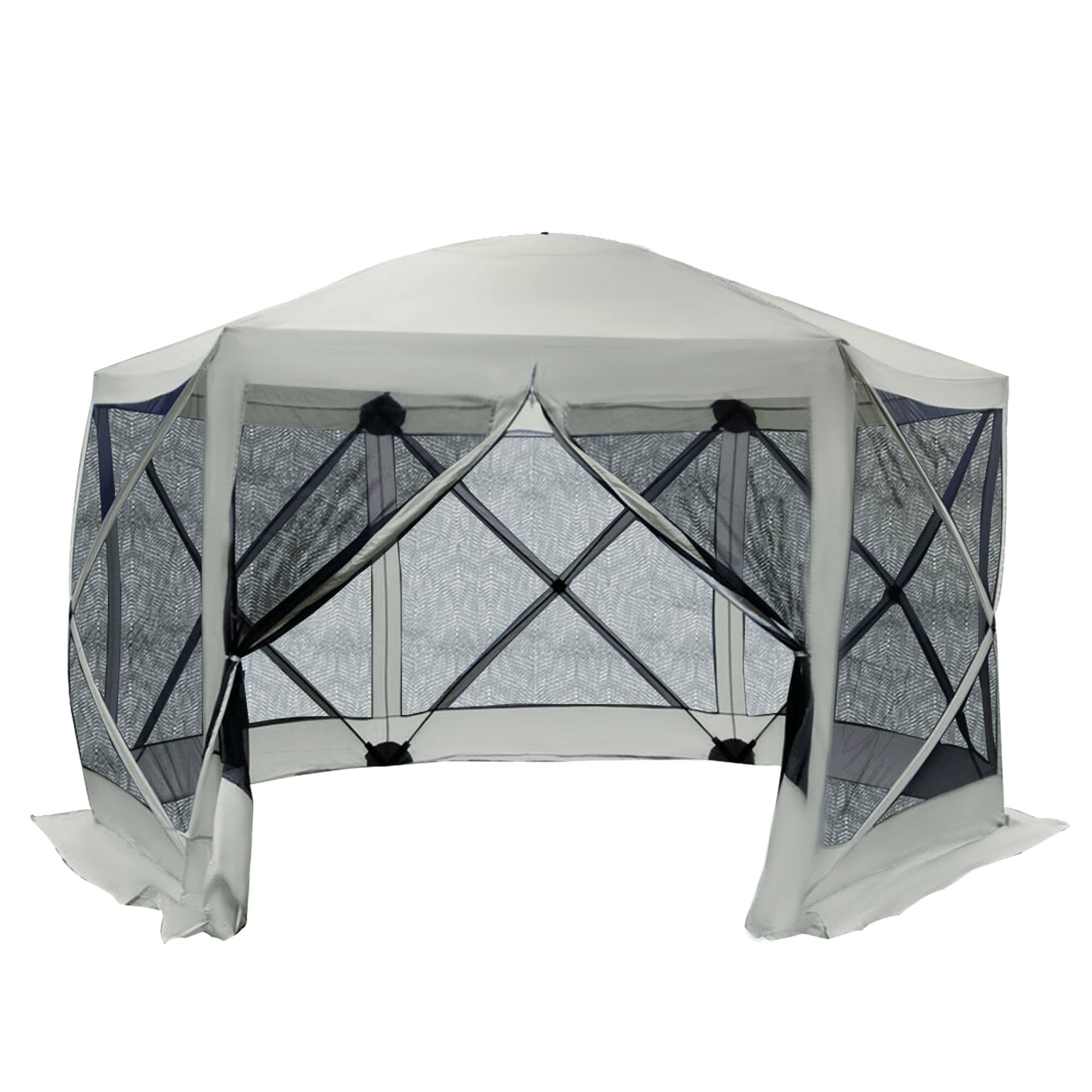 Front. Outsunny - 12' x 12' Hexagon Screen House, Pop Up Tent Portable Gazebo Canopy Shelter with Mesh Netting Walls - Beige.