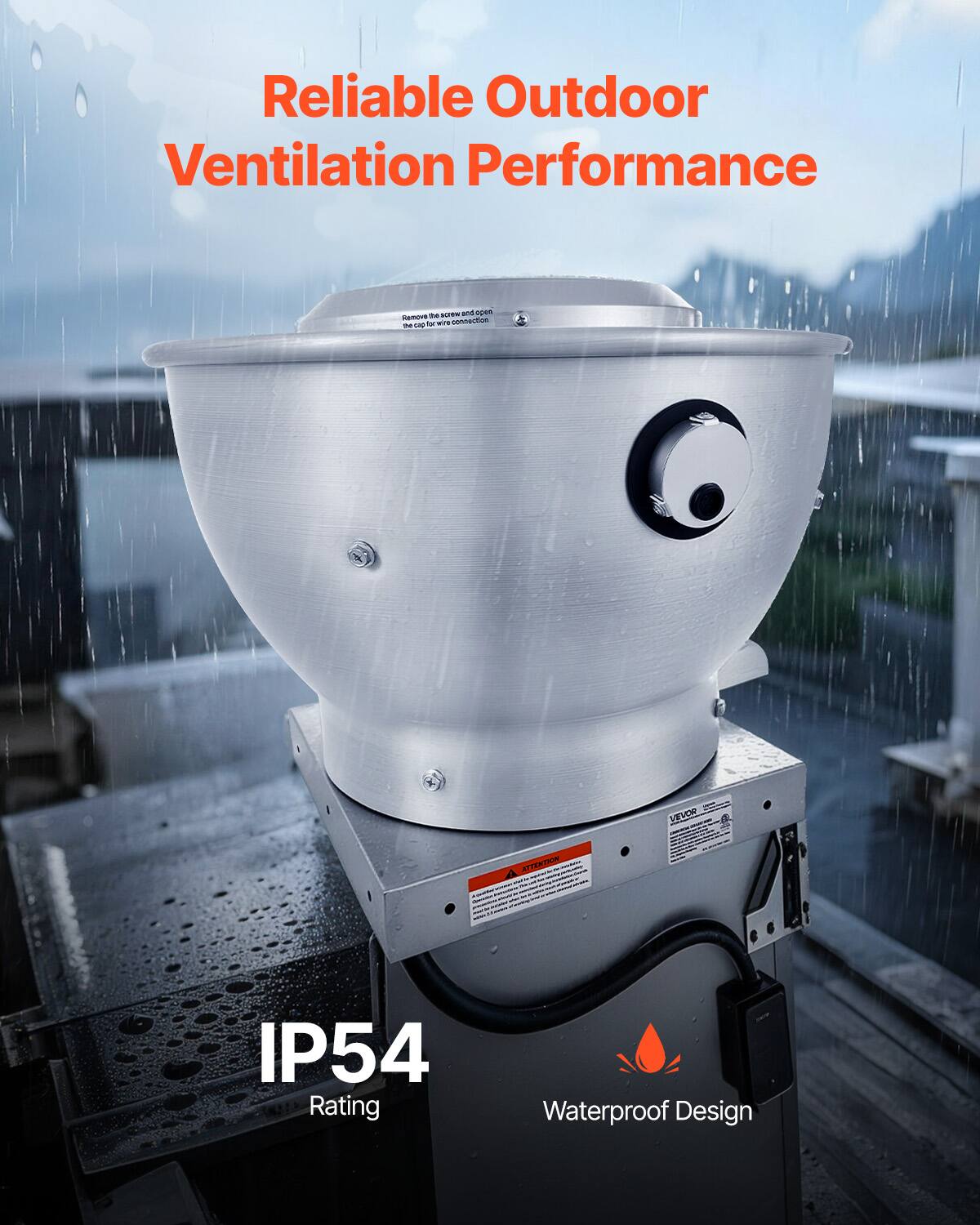 Reliable Outdoor Ventilation Performance

IP54 Rating

Waterproof Design