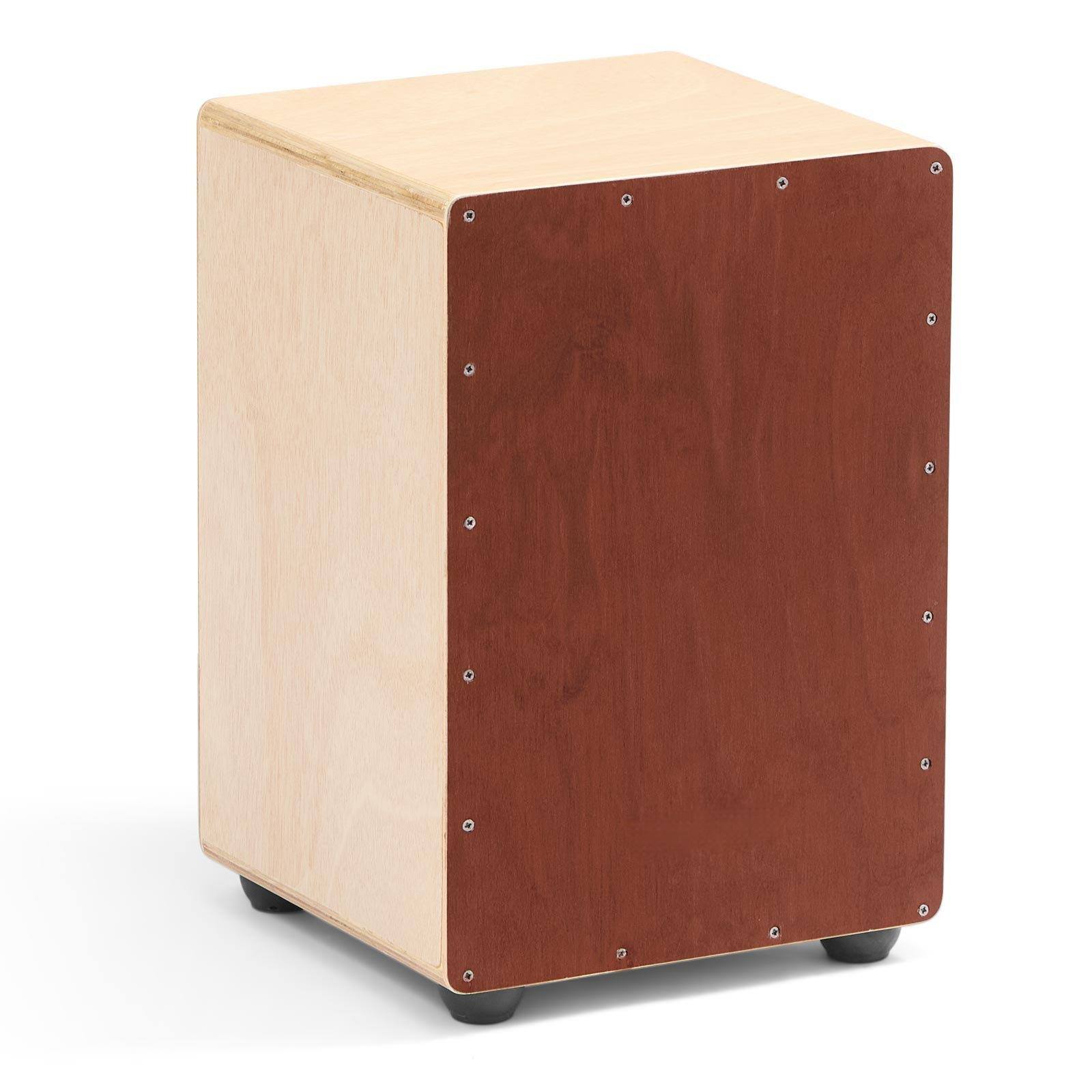 Front. Glintex - Cajon Box Drum Wooden Birchwood Percussion with Snare Wires, Compact Box for Studio & Stage Use - Brown.