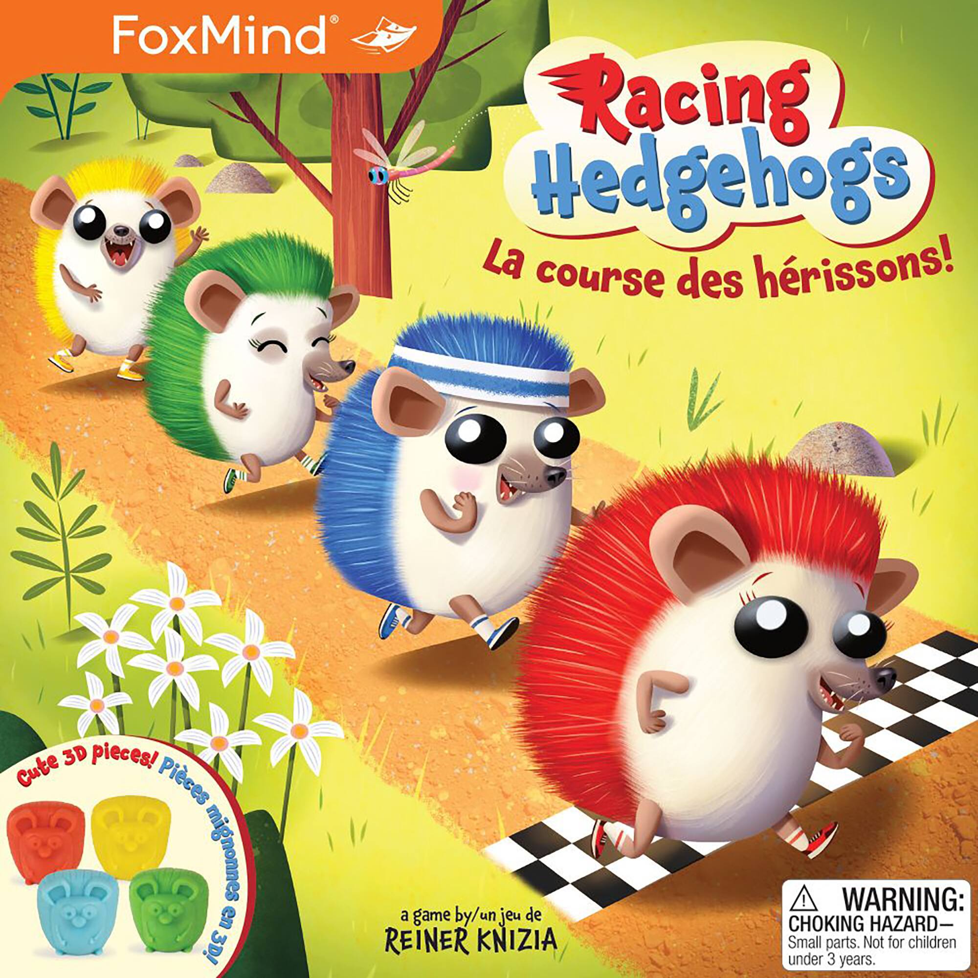 FoxMind Racing Hedgehogs La course des hrissons! Cute 3D pieces! Pices mignonnes en 3D! a game by/un jeu de REiNER KNIZIA ! WARNING: CHOKING HAZARD- Small parts. Not for children under 3 years.