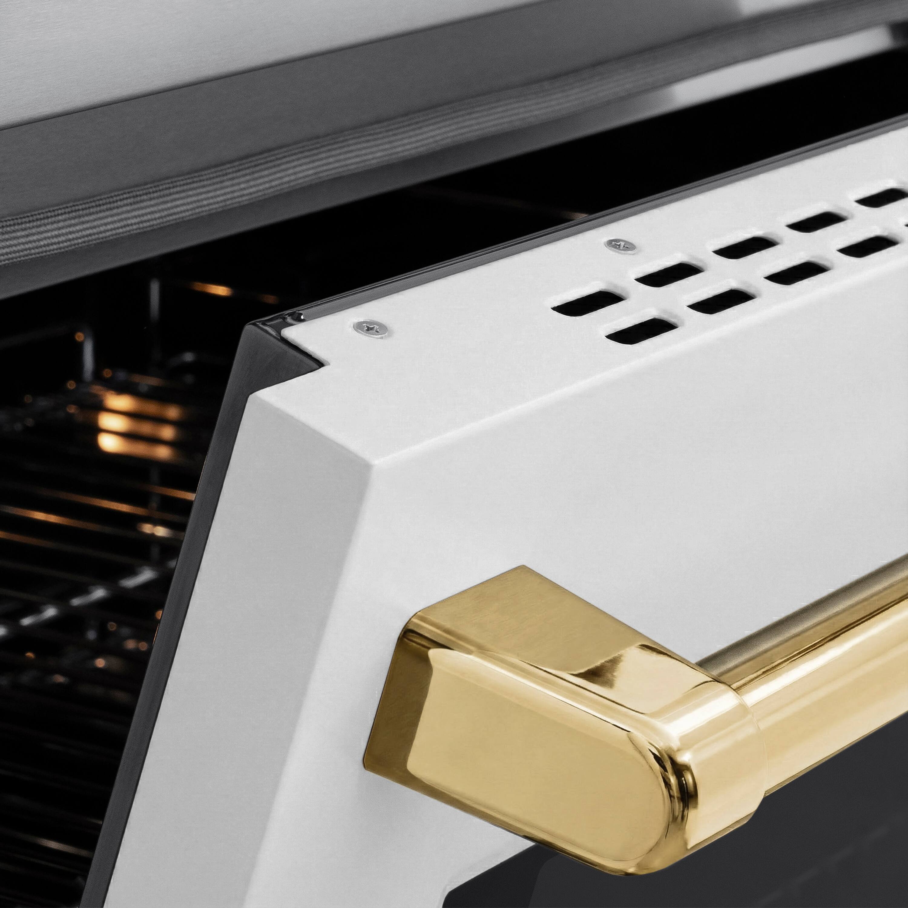 Alt View 10. ZLINE - Autograph 48 in. 6.7 cu. ft. Paramount Freestanding Induction Range with White Matte Doors and Polished Gold Accents - Matte White.