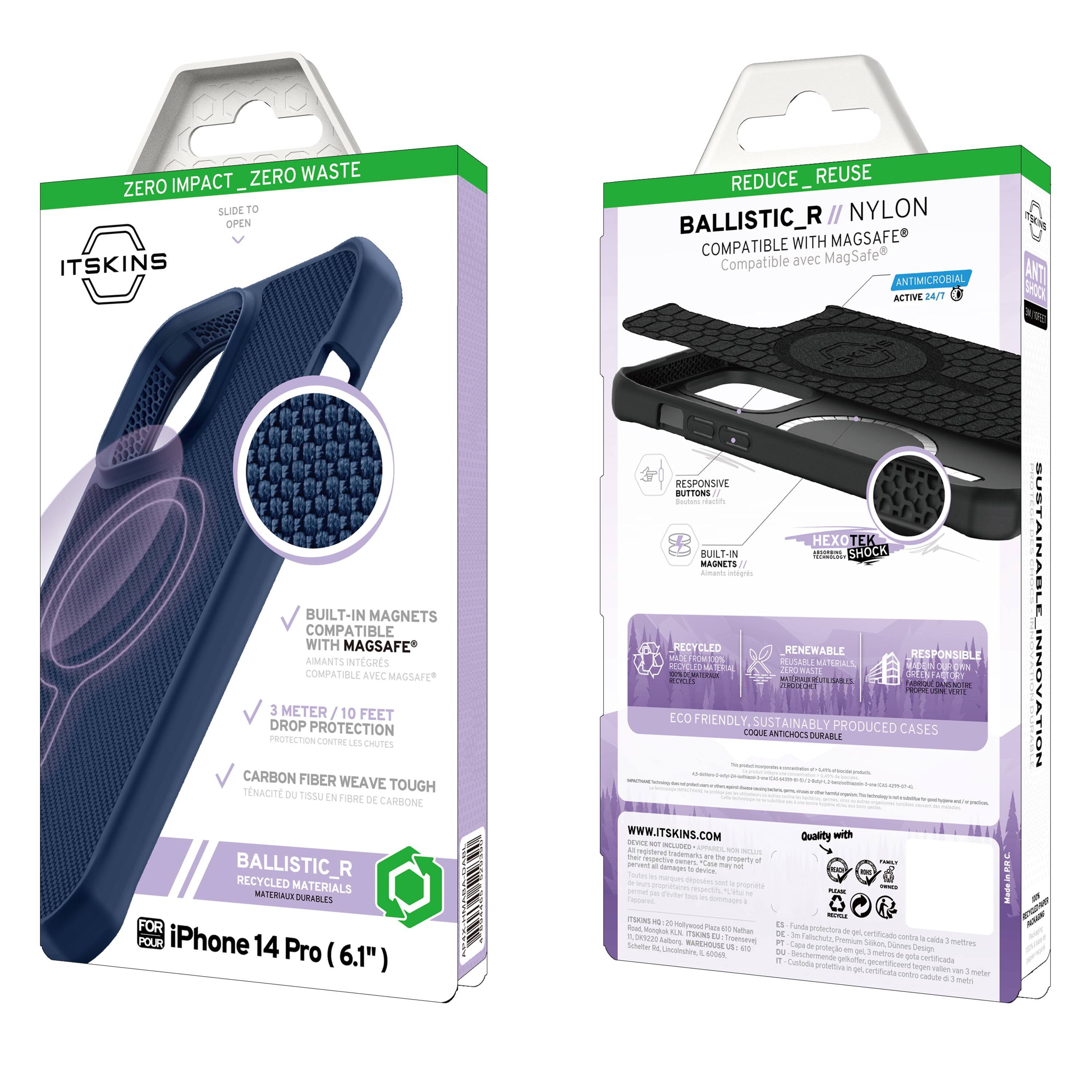Alt View 3. Itskins - Ballistic R Nylon MagSafe Case for Apple iPhone 14 Pro.