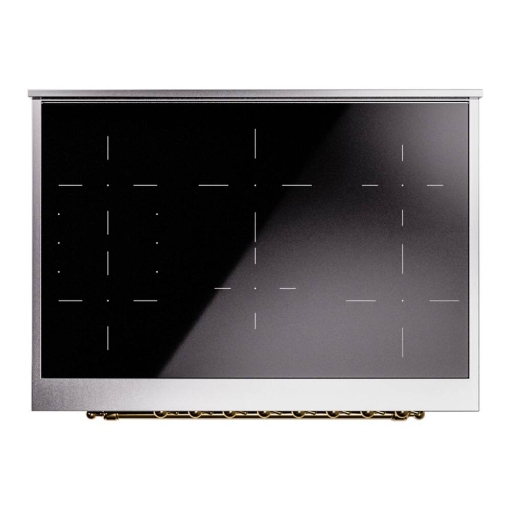Alt View 4. ILVE - ILVE Nostalgie II 36 inch Induction Range with 6 Elements (Triple Glass Door, Glossy Black, Brass) - Glossy Black.