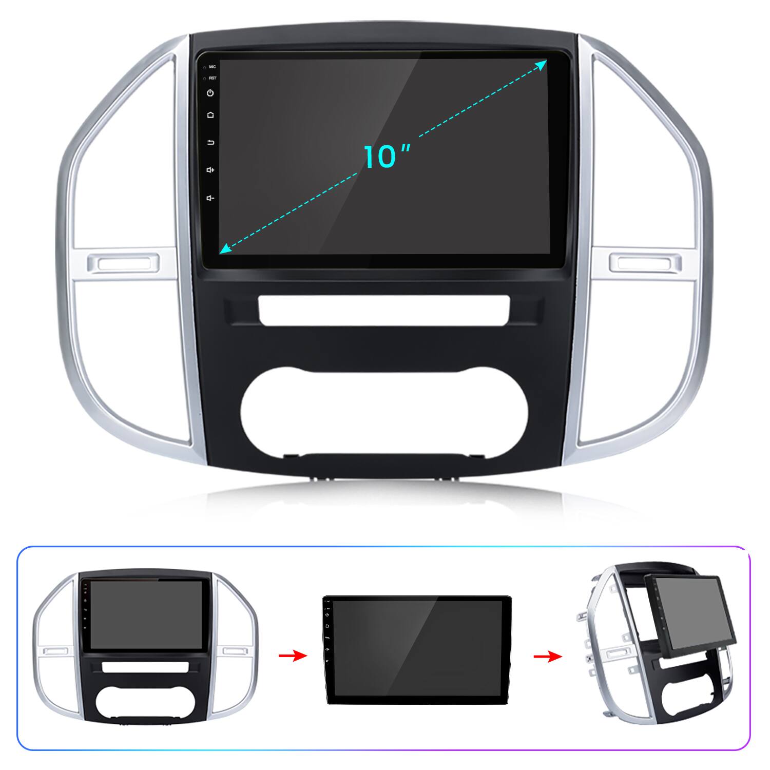 Back. Junsun - Linux System carplay Android auto Mirror Link For Mercedes Benz Vito Metris W447 2014-2020 Car Stereo Radio GPS Navi SWC - Black.