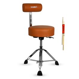 5 CORE - Drum Throne w Backrest 4" Padded Stool Airlift Adjustable 25.5" Drummer Chair 441Lb Capacity - Caramel Brown
