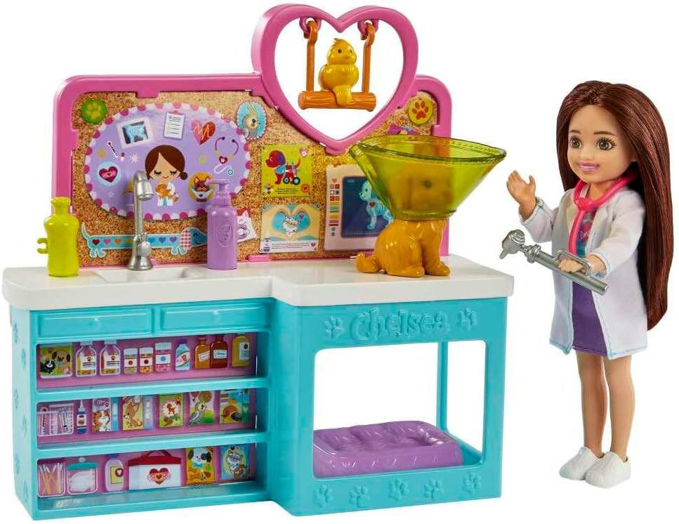 Back. Mattel - Barbie Chelsea Can Be Pet Vet Playset, Brunette   - Collectibles - Multicolor.