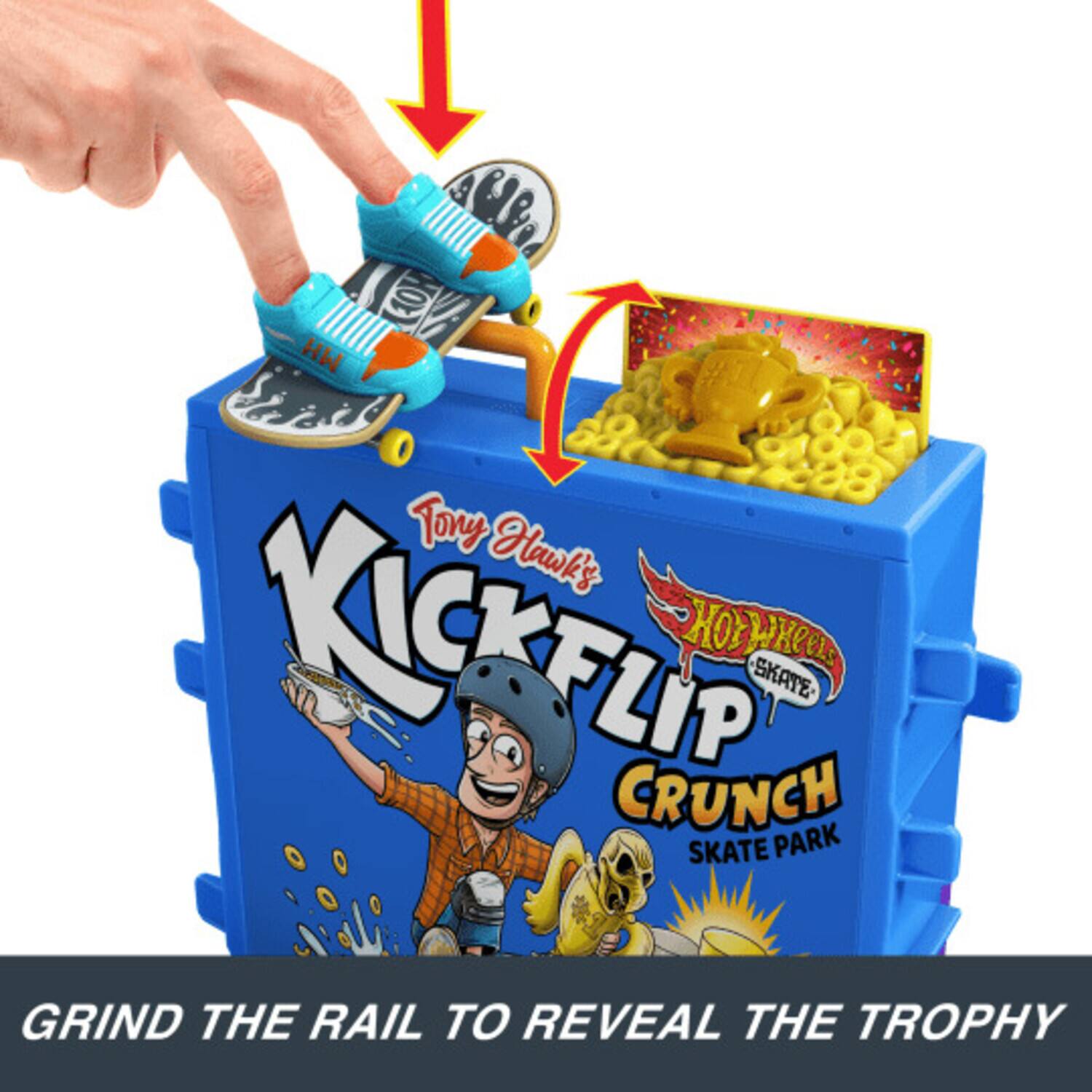 Tony Hawk's Kickflip Crunch Skate Park Grind the Rail to Reveal the Trophy